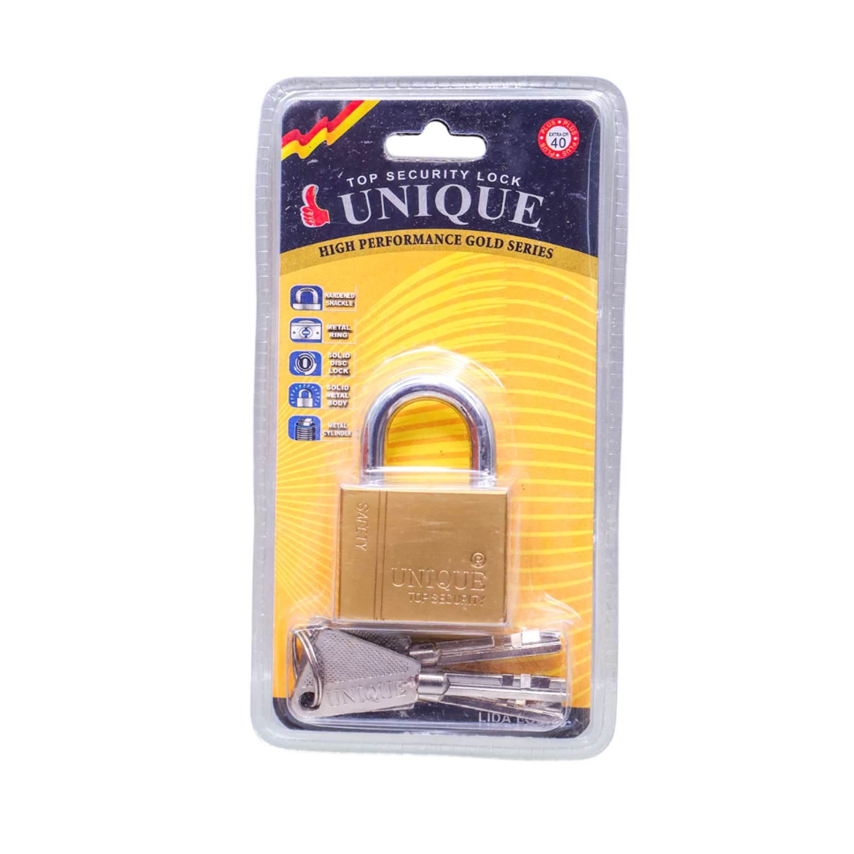 UNIQUE SECURITY LOCK GOLD 40MM