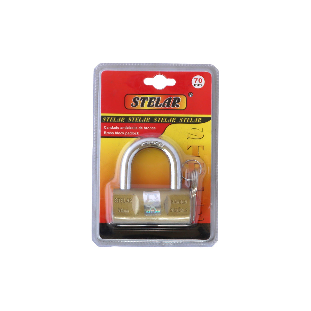 STELAR BRASS BLOCK PADLOCK 70MM