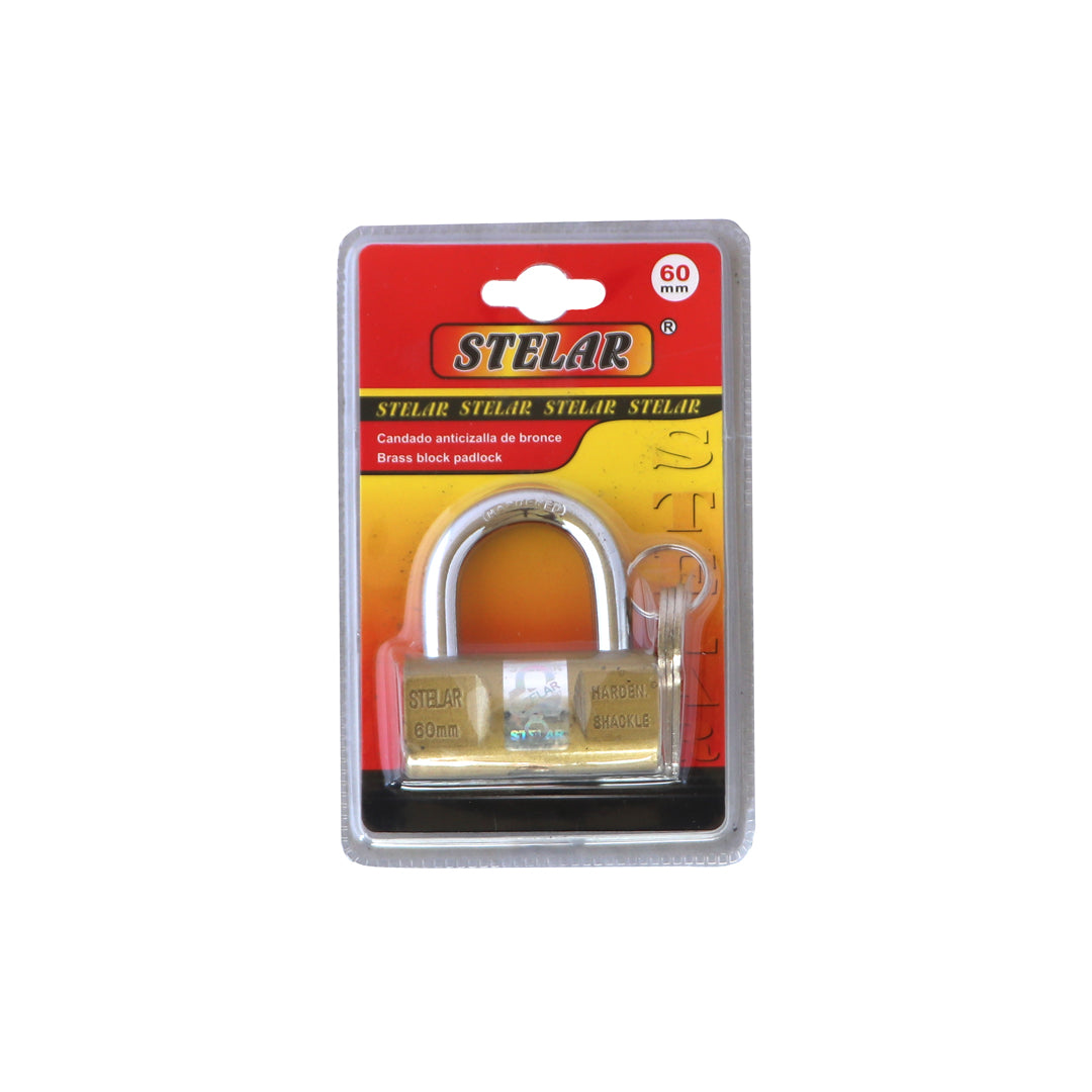 STELAR BRASS BLOCK PADLOCK 60MM