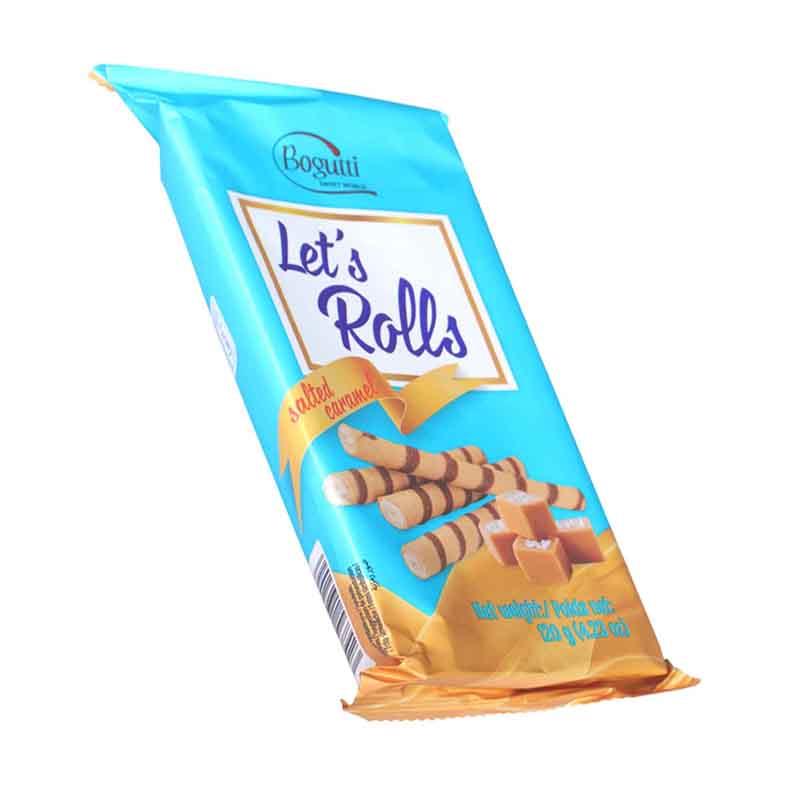 Bogutti Let’s Rolls Salted Caramel 120g – Crispy Wafer Rolls Filled with Rich Caramel Cream