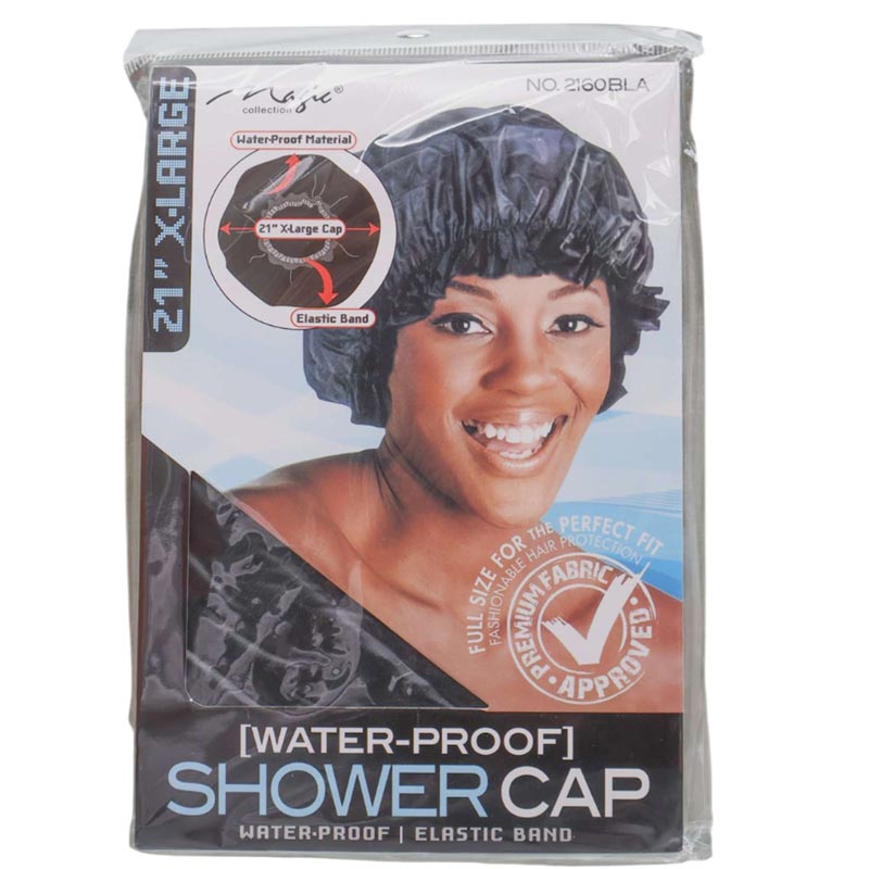 636227121602_1 Magic Water Proof Shower Cap Black - Image 1