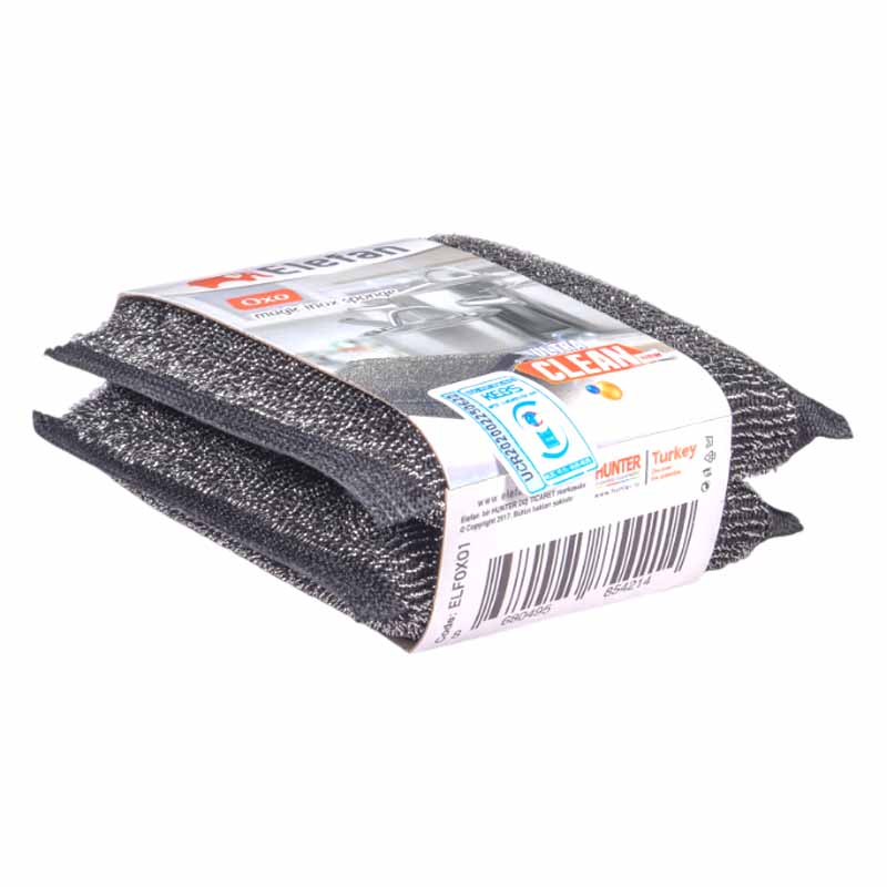 ELEFAN Magic Inox Sponge 2PC Set – Heavy Duty Stainless Steel Cleaning Pads for Kitchen, Pots, Pans & Utensils