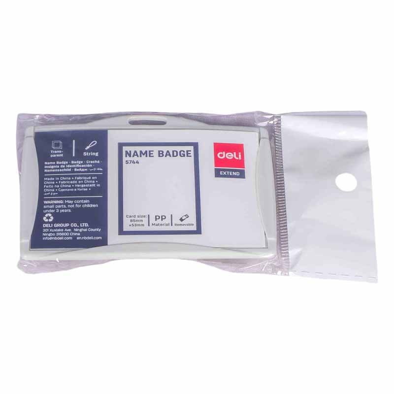 DELI Hard Grey Name Badge – Horizontal ID Card Holder Deli Hard Grey Name Badge Horizntal - Image 1