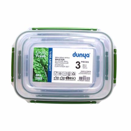 DUNYA 3PC Storage Container Set #30846 – Airtight Multi-Purpose Kitchen & Home Organization Containers