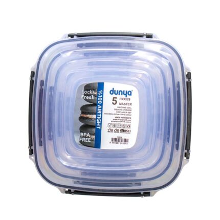 DUNYA 5PC Storage Containers Set #30829 – Airtight, Durable Kitchen & Pantry Organizer
