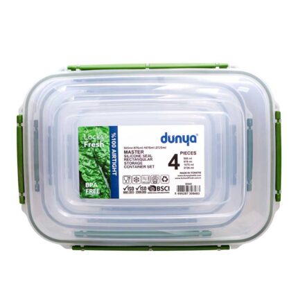 DUNYA 4PC Storage Containers Set ST#30848 – Durable Multi-Purpose Plastic Food & Home Storage Containers