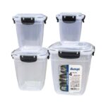 DUNYA SQUARE 4PC Storage Containers #30837 – Airtight Multipurpose Food Storage Set for Kitchen Organization