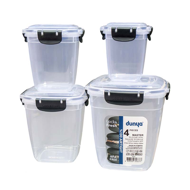 IMG_7181 DUNYA SQUARE 4PC Storage Containers #30837 – Airtight Multipurpose Food Storage Set for Kitchen Organization