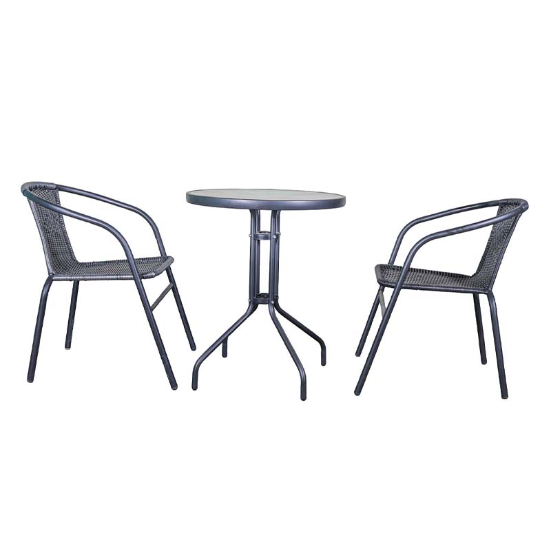 9193507645520_1 Storesome 3pc Bistro Set St/Wicker #8882 - Image 1