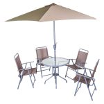 Storesome 6pc Bistro Set 4 Chair, 1 X Glass Table + Umbrella #8884 - Image 2