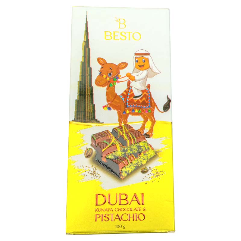 6297586455513_1 Dubai Kunafa Pistachio Chocolate - 100g - Image 1