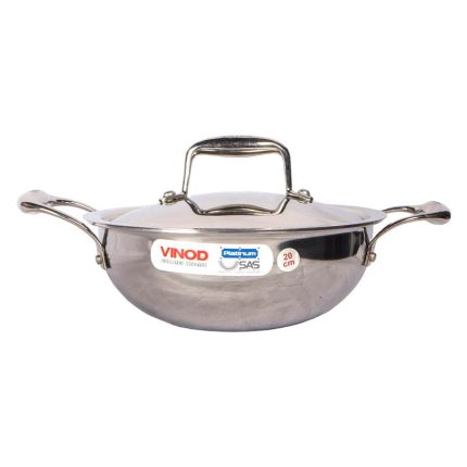 Vinod Platinum Extra Deep Kadai With Stainless Steel Lid- 20Cm,1.8L