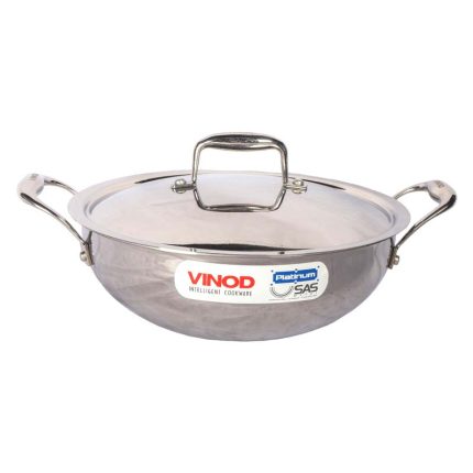 Vinod Platinum Sas Pro Extra Deep Kadai With Lid - 26Cm, 3.7L