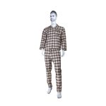 Storesome Craxx Men Cotton check Night Suit 2 pc set #K-062 Cream S