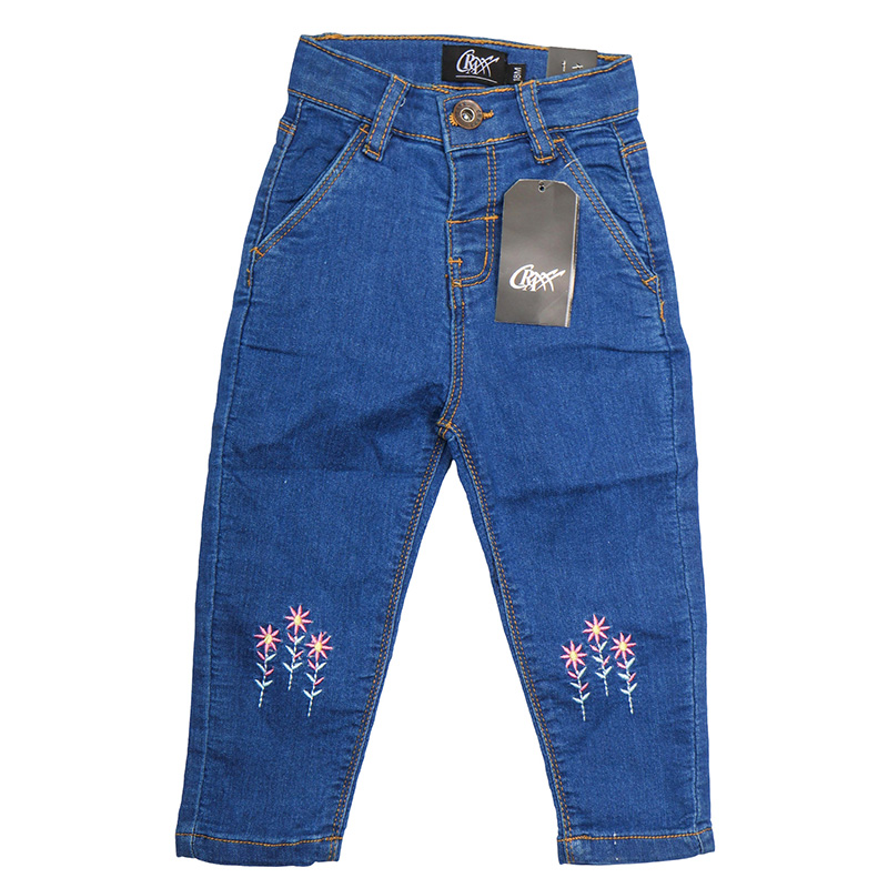 Storesome Craxx Infants Girls Denim Emb Jeans #IN-G-246 Mid Blue 18M Storesome Craxx Infants Girls Denim Emb Jeans #IN-G-246 Mid Blue 18M - Image 1